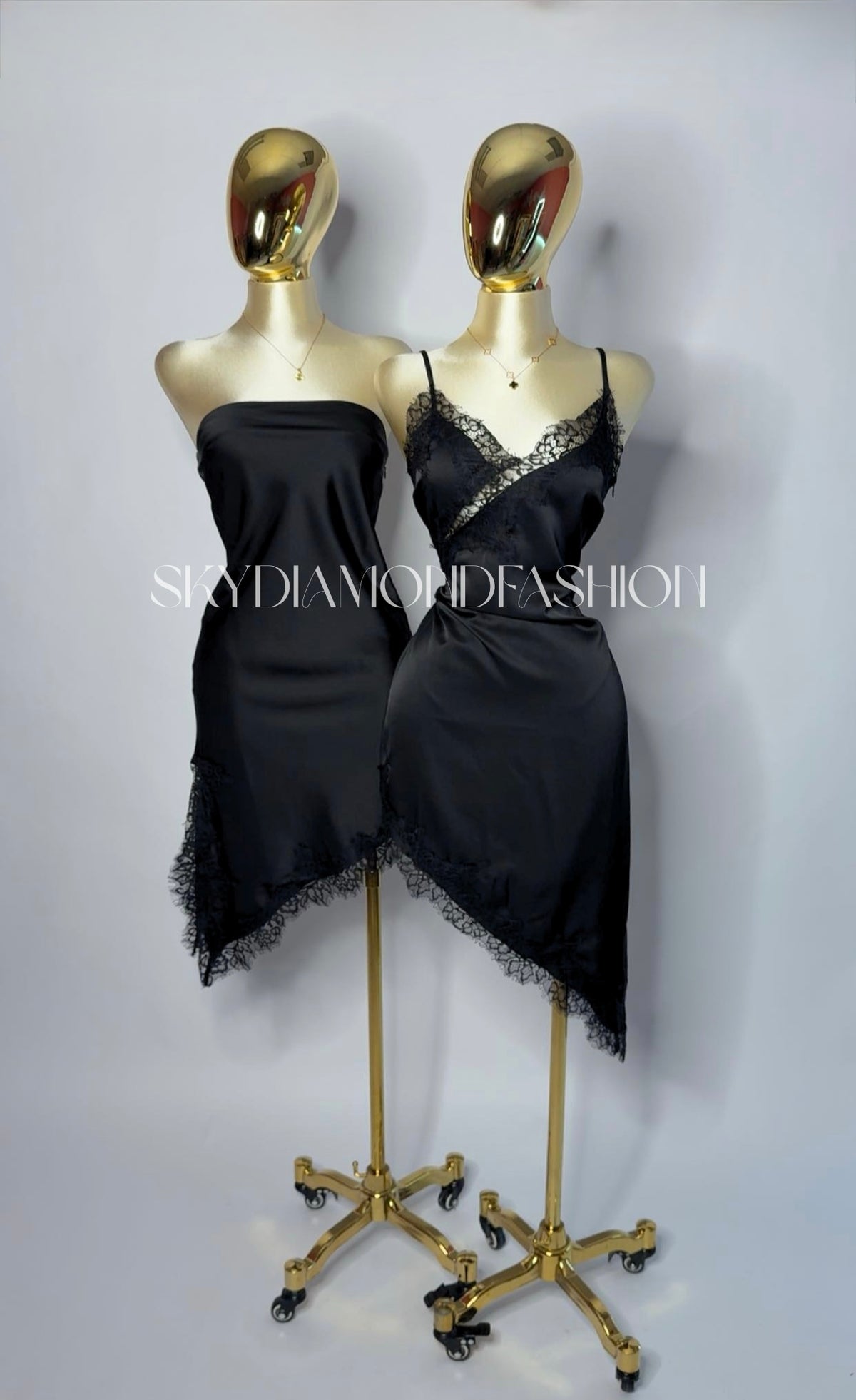Black lace asymmetrical tube dress
