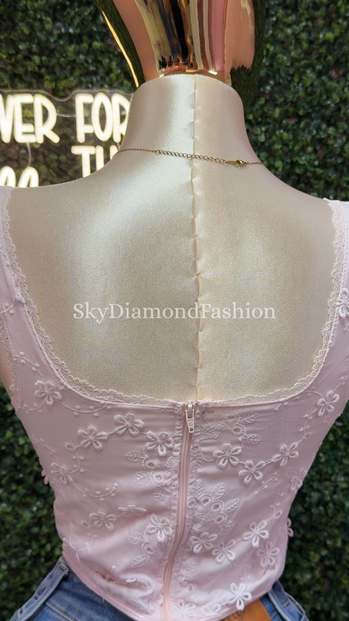 Baby pink floral corset