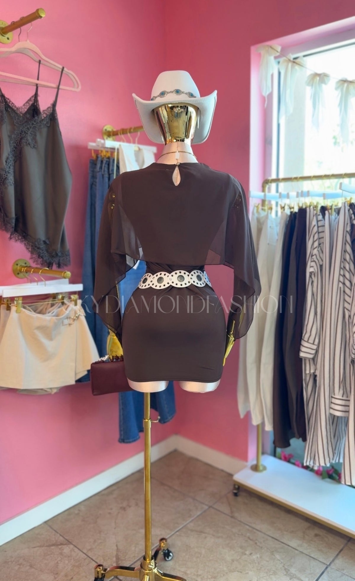 Brown cape dress