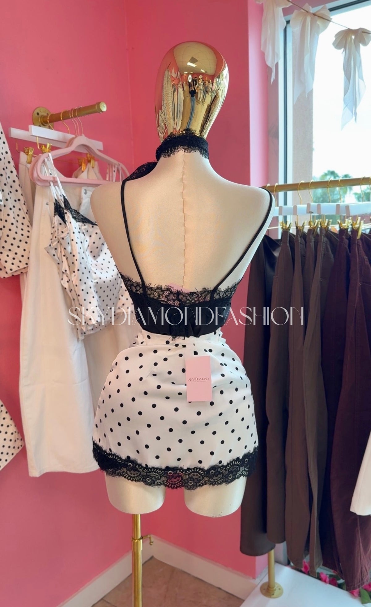 Polka dot lace skirt