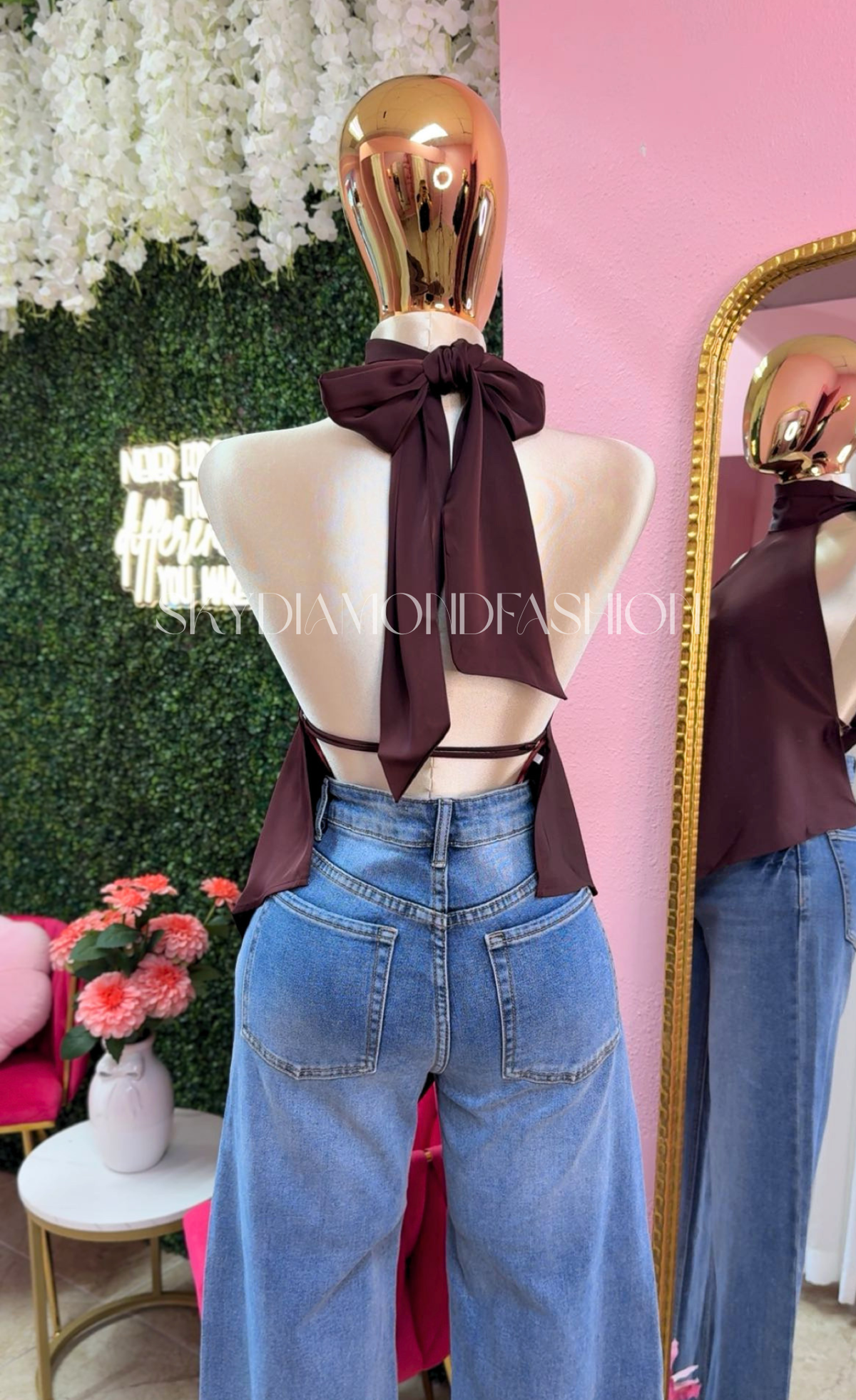 Mocha wine satin blouse