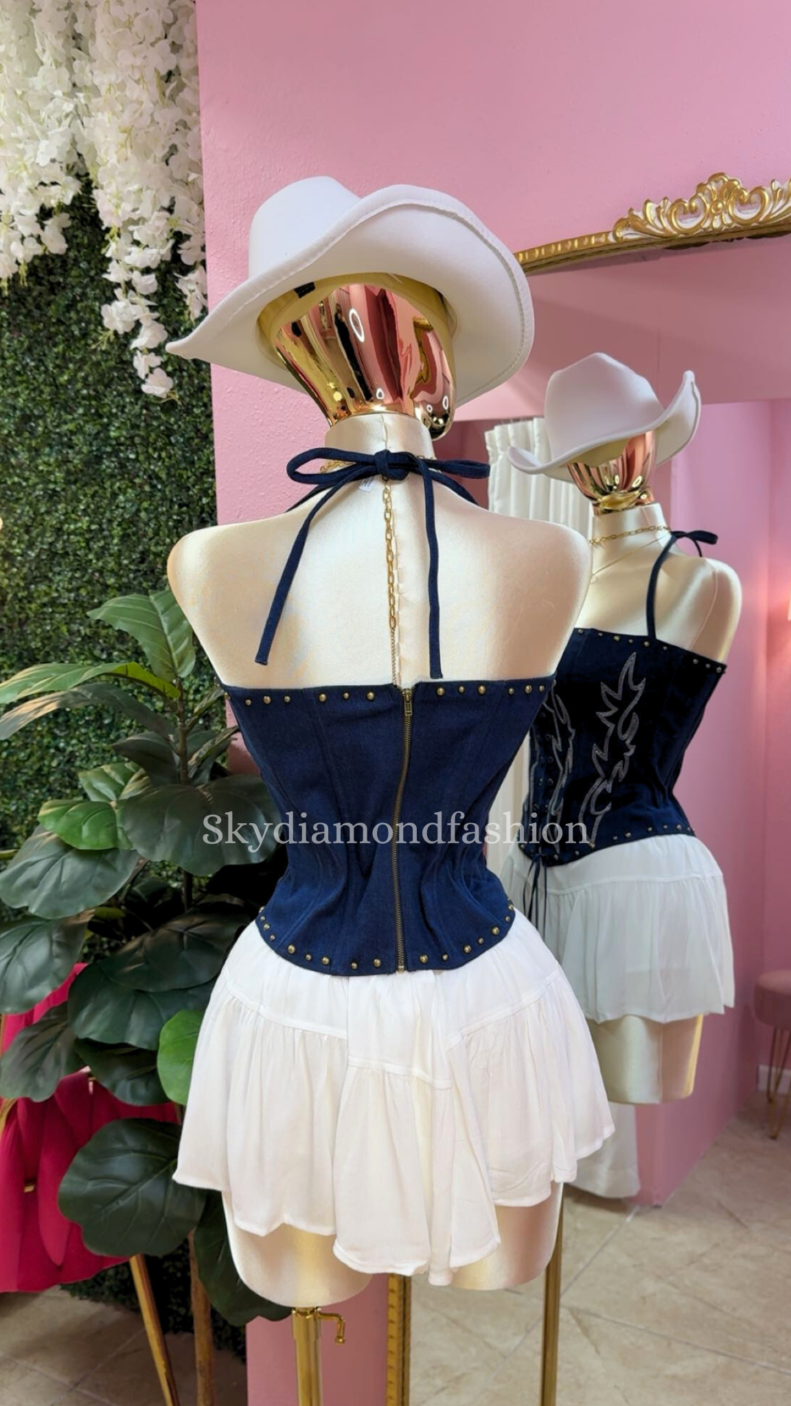 Dark blue western top