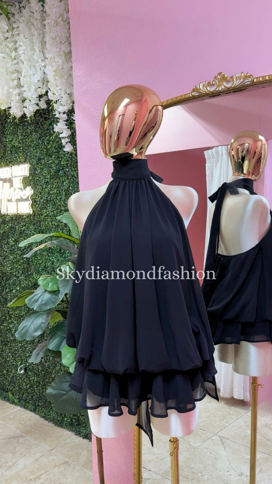 Black mesh plum dress (restock)