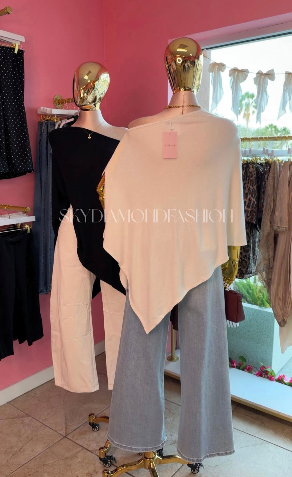 Ivory knit poncho