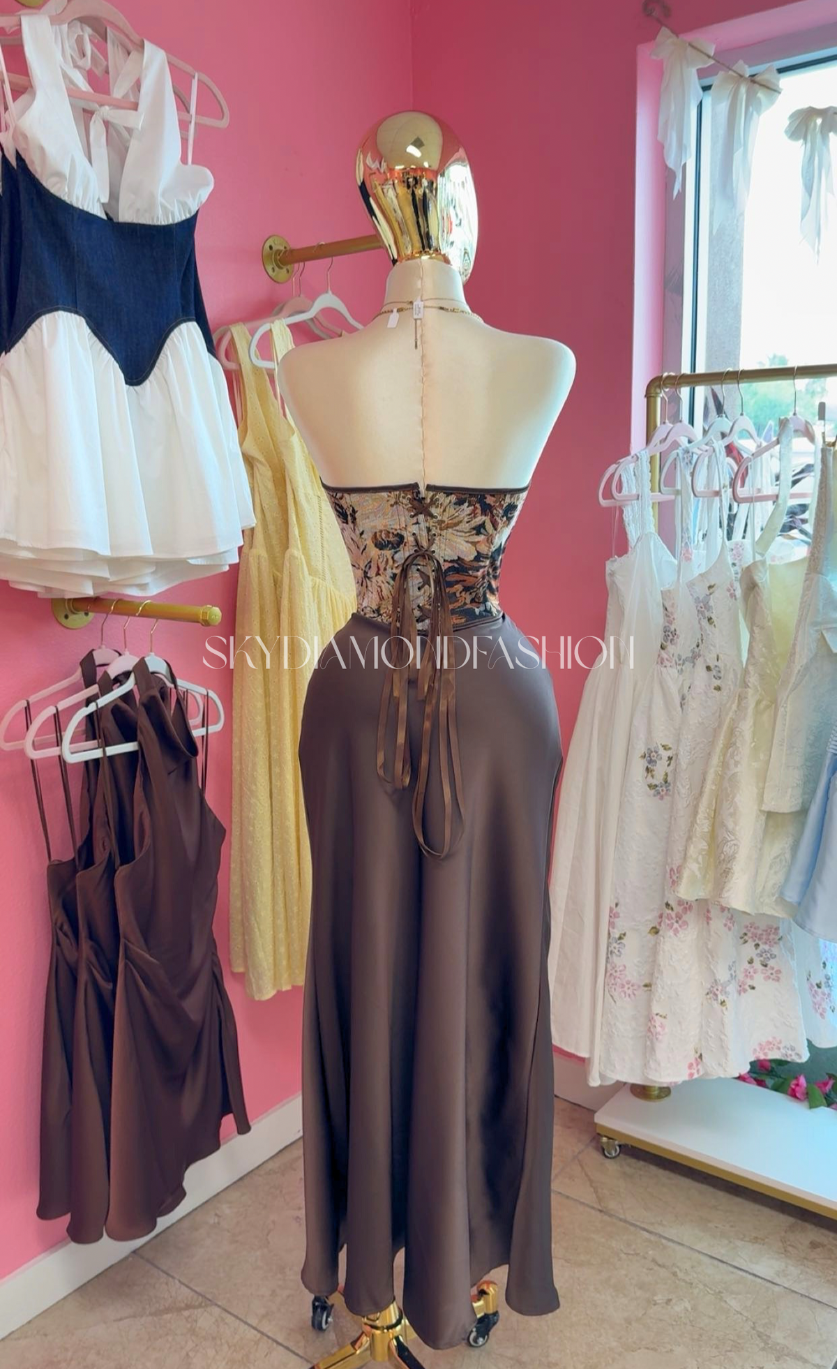 Brown satin skirt