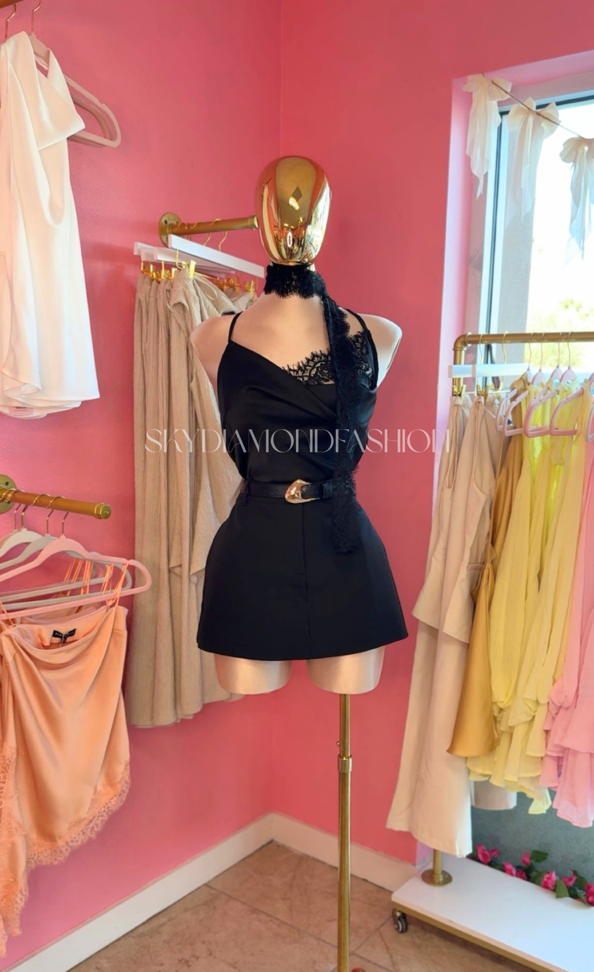 Black camisole with scarf (restock)
