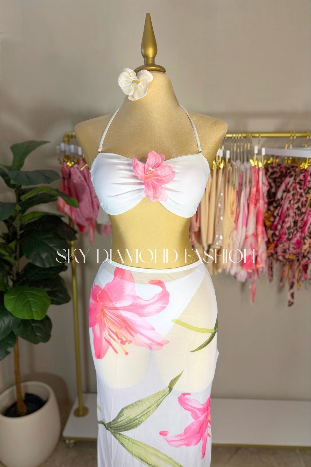White 3pc bathing suit
