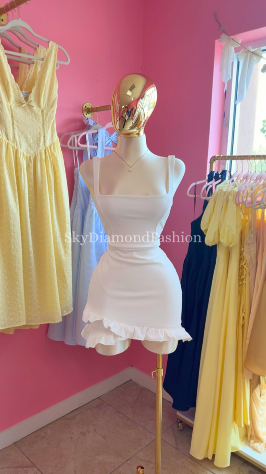 Angel white ruffle dress
