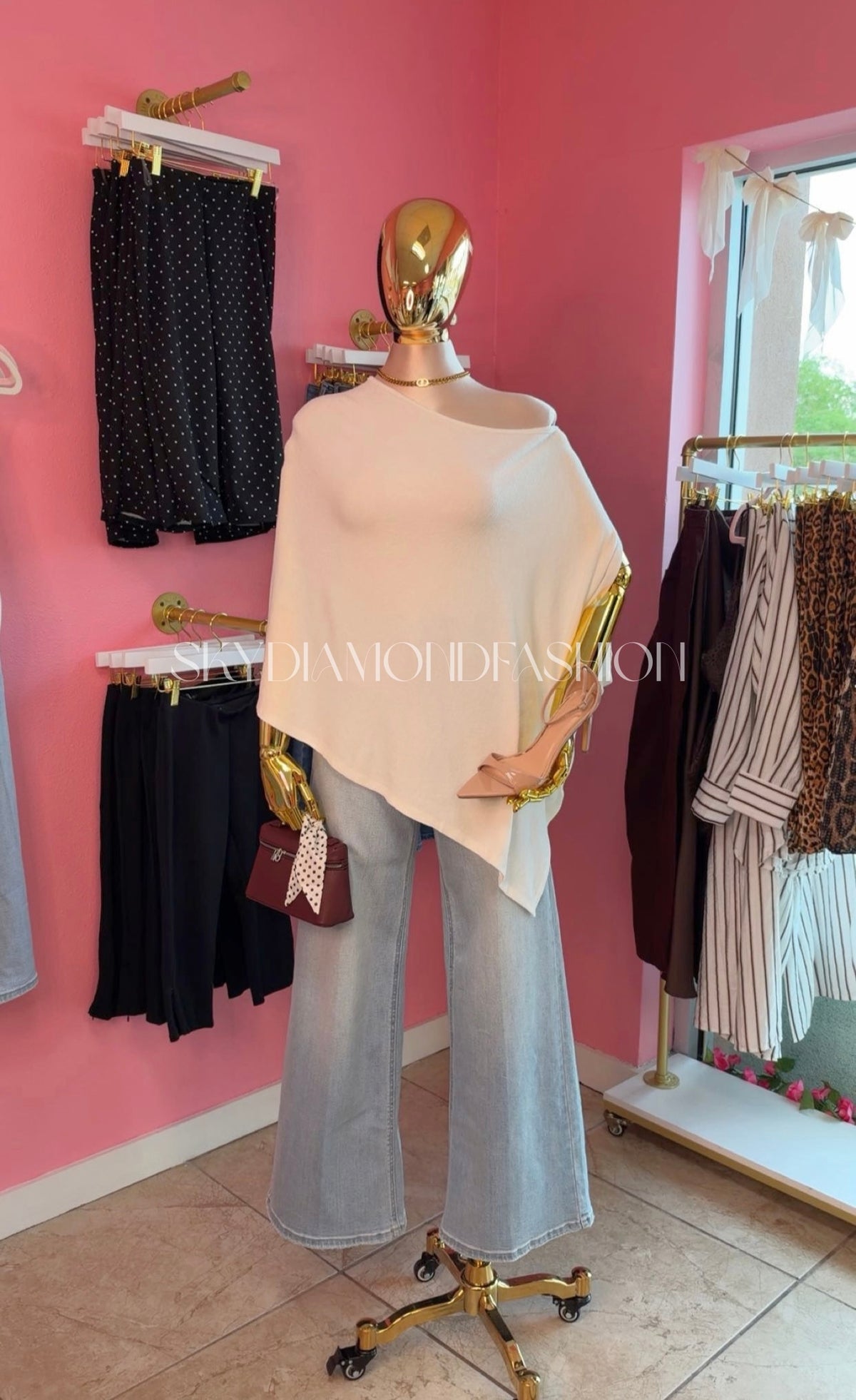 Ivory knit poncho