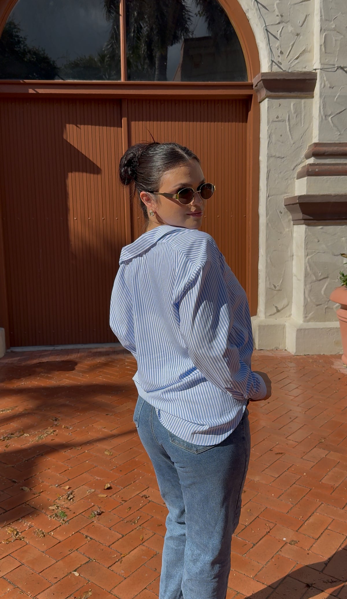 Blue striped shirt