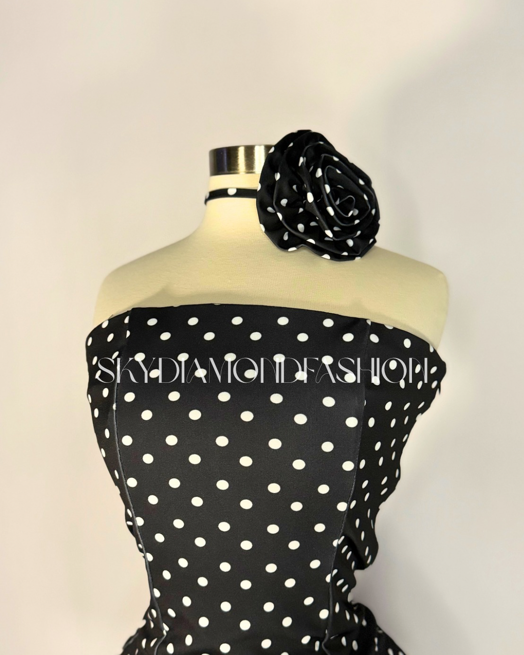 Polka dot black tube dress