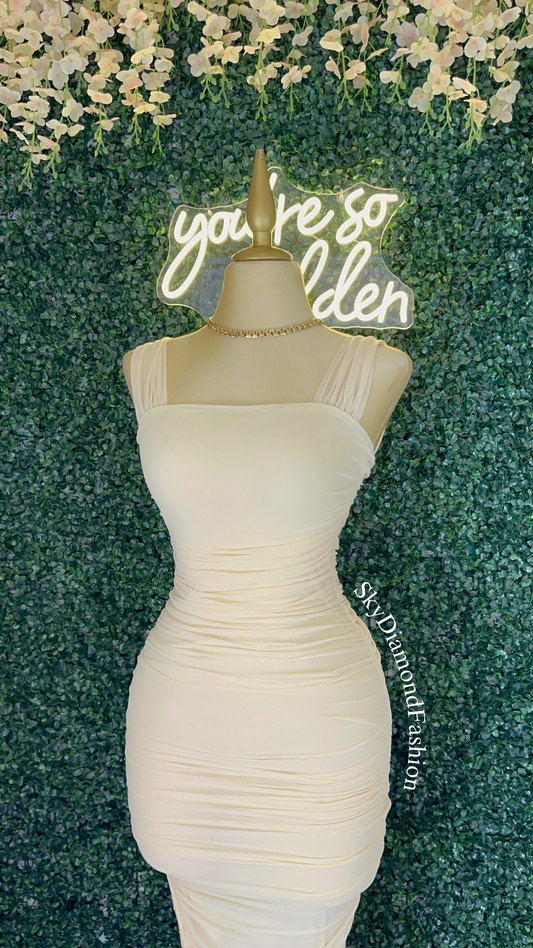 RESTOCKK Beige mesh dress