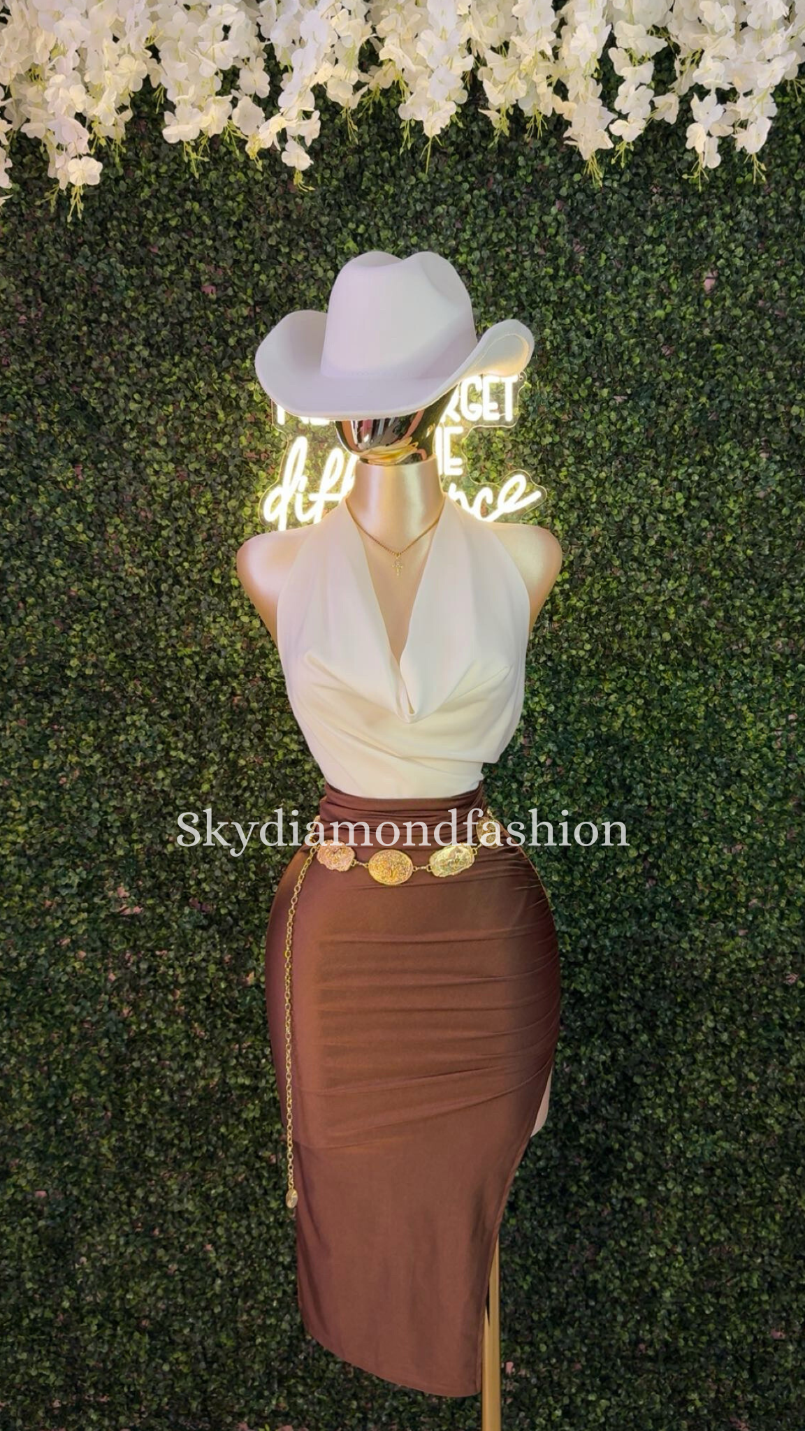 White satin halter top