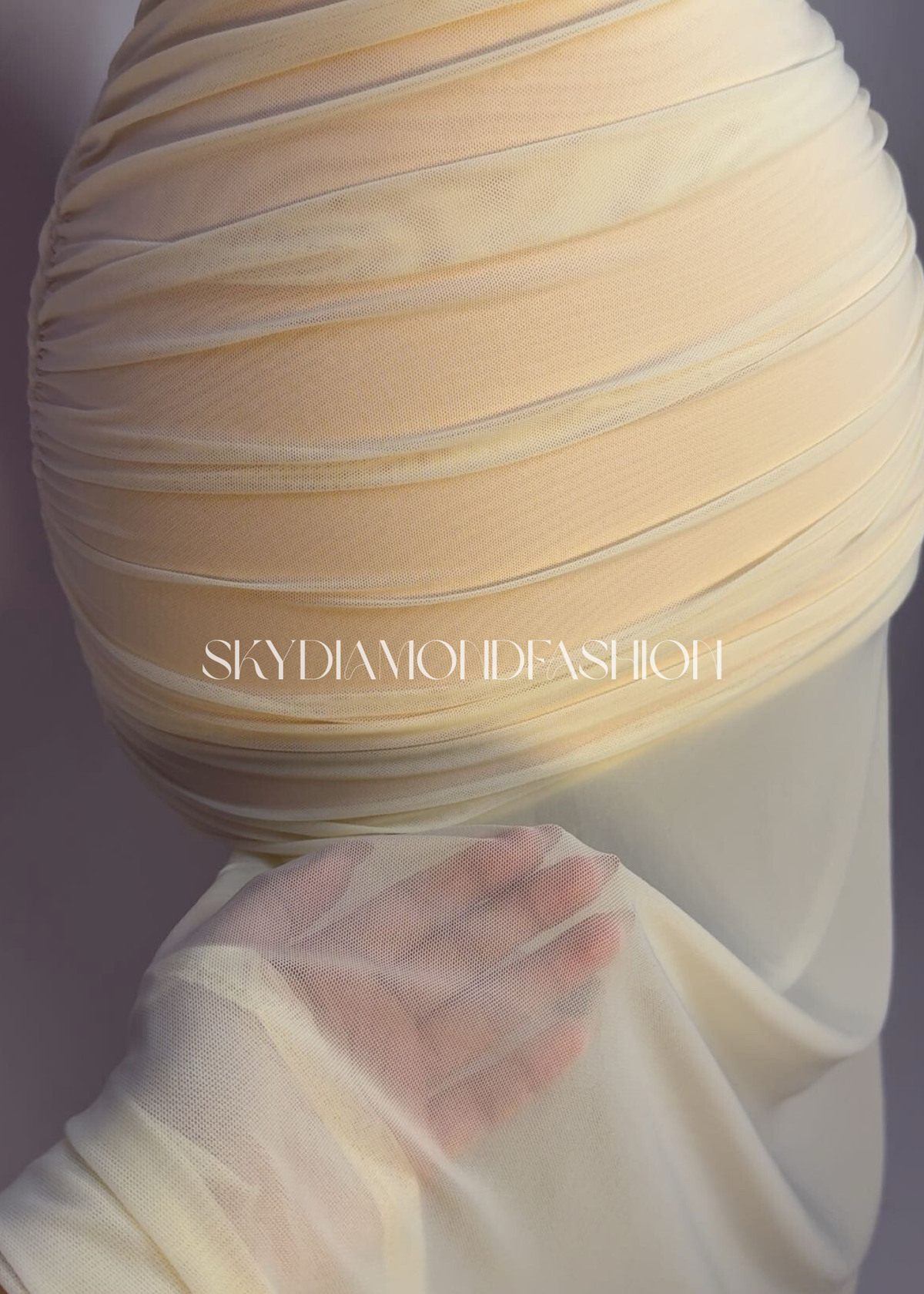 Mesh apricot long dress