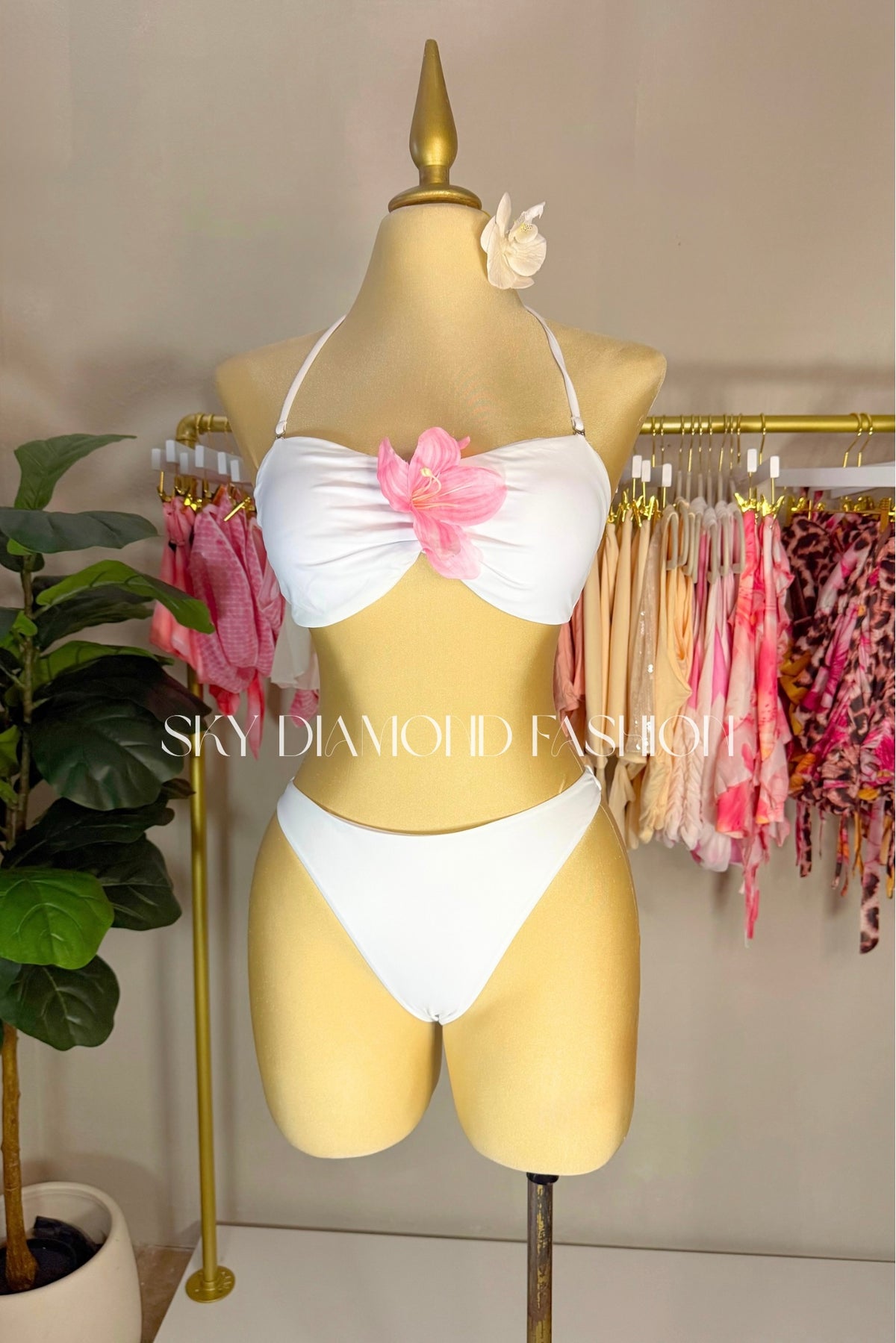 White 3pc bathing suit