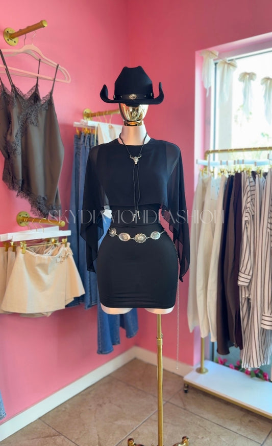 Black cape dress