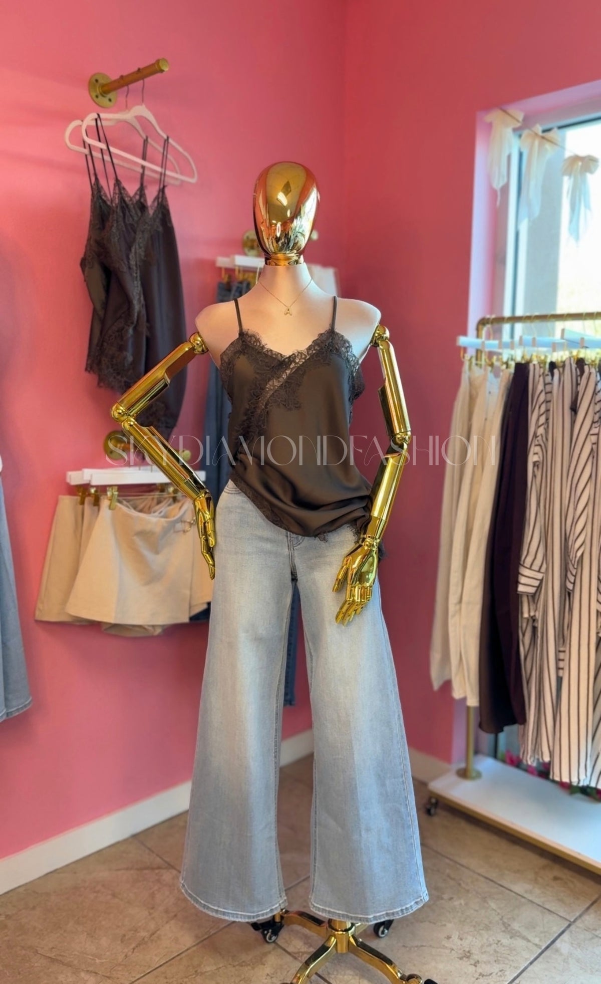 Olive lace asymmetrical top