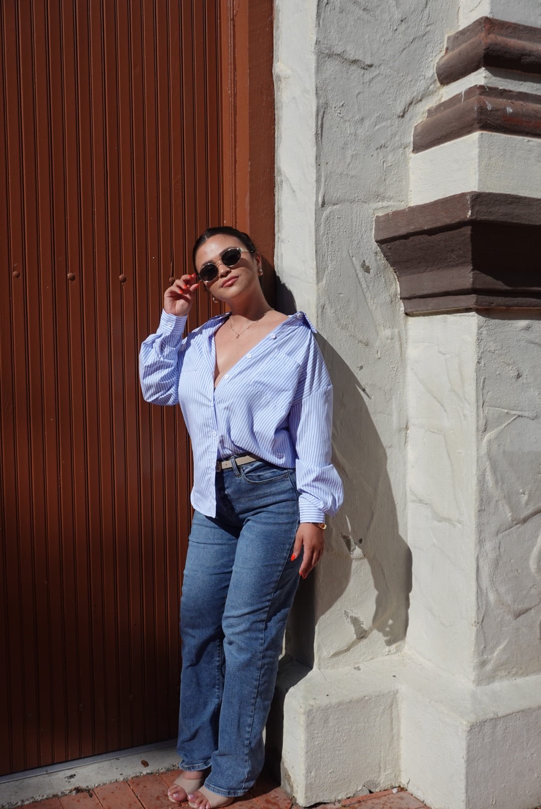 Blue striped shirt