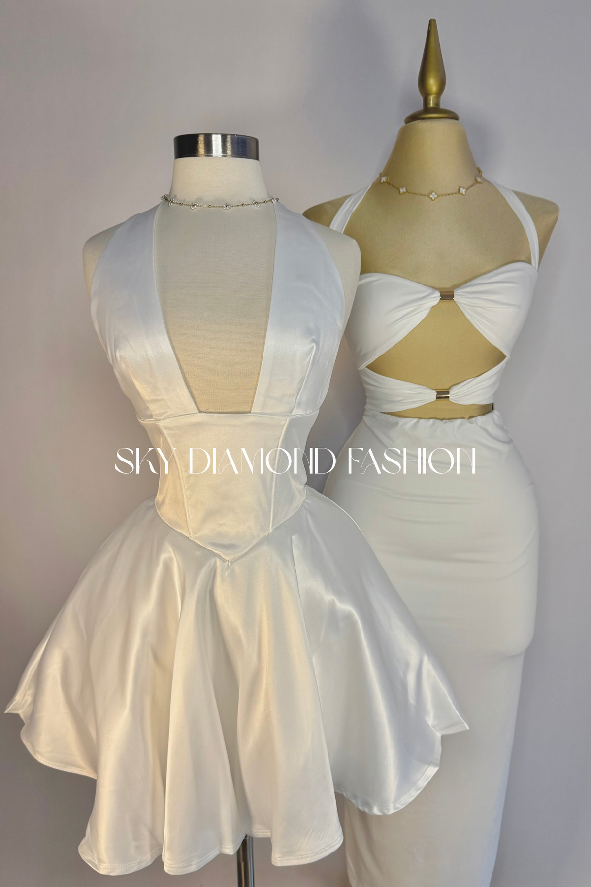 White silk dress