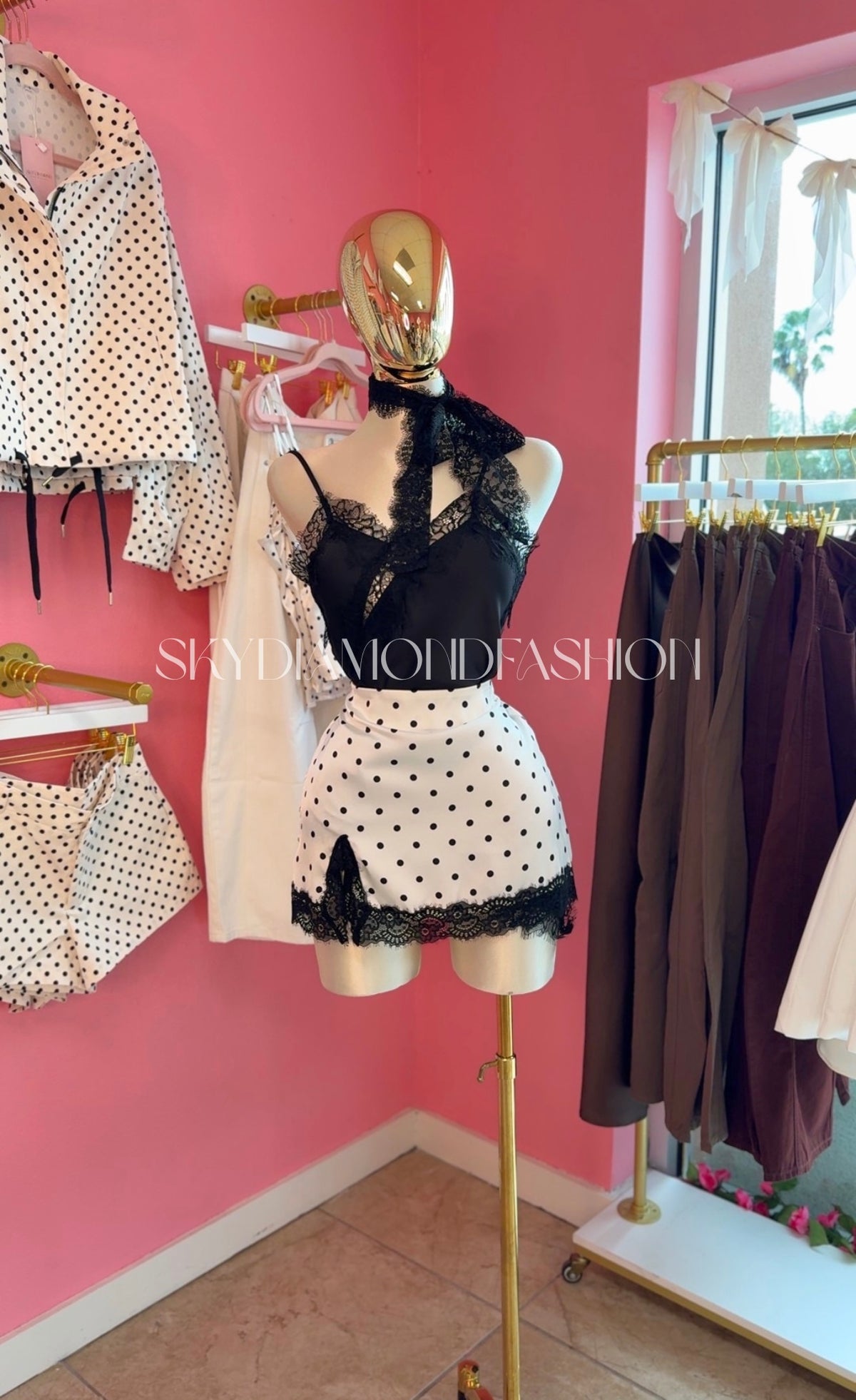 Polka dot lace skirt