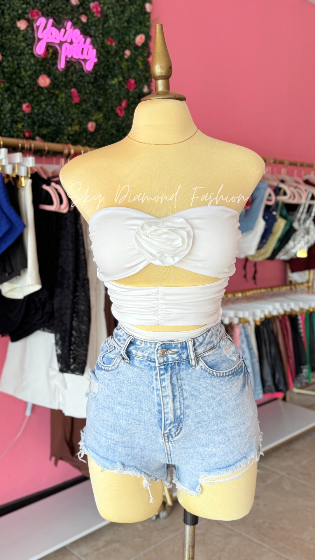 White rose crop top