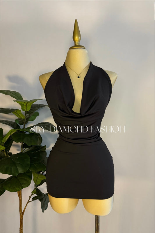 RESTOCK!Black short neck dress