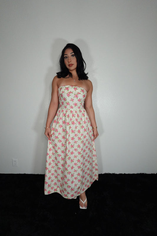 Blooming in pink midi dress