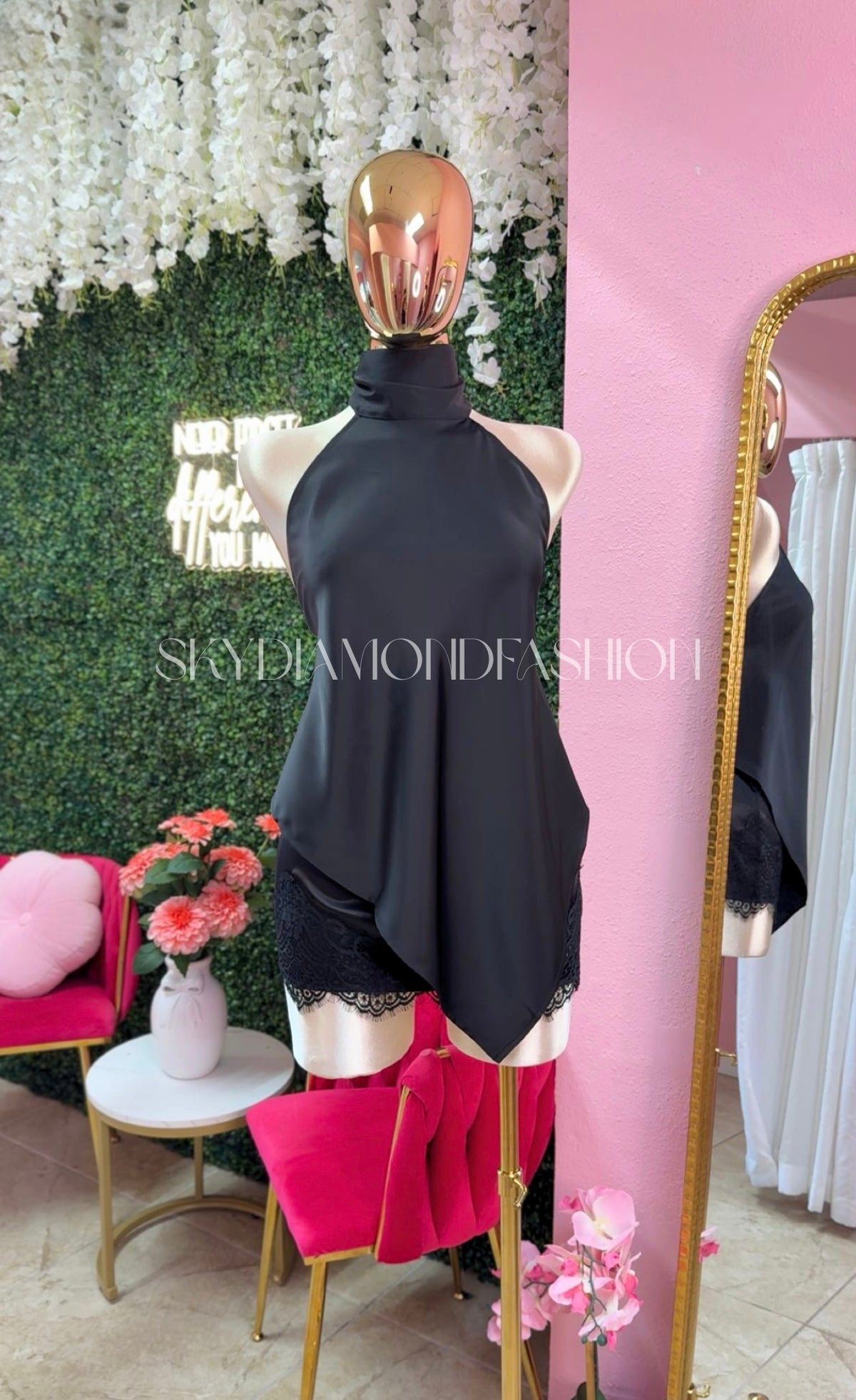 Midnight satin blouse