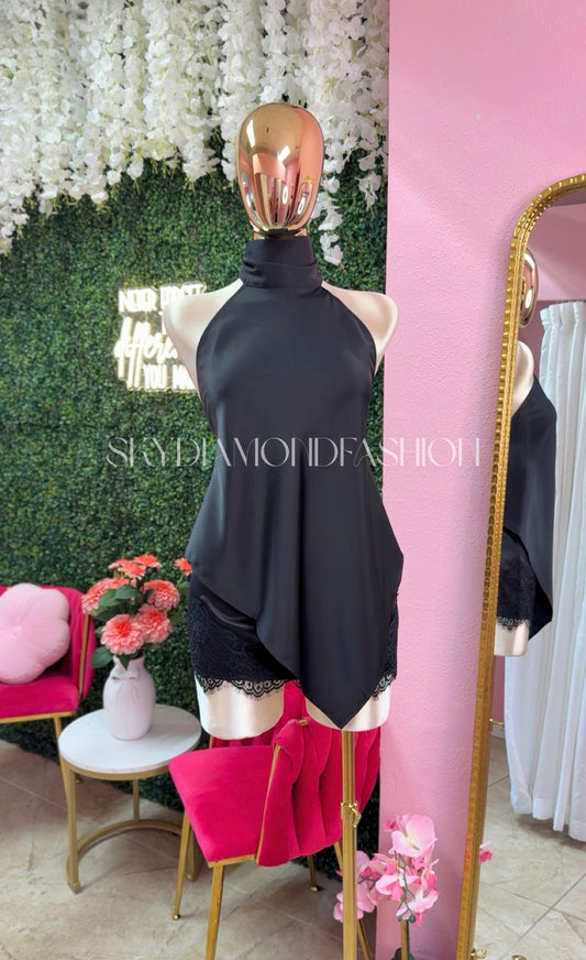 Midnight satin blouse