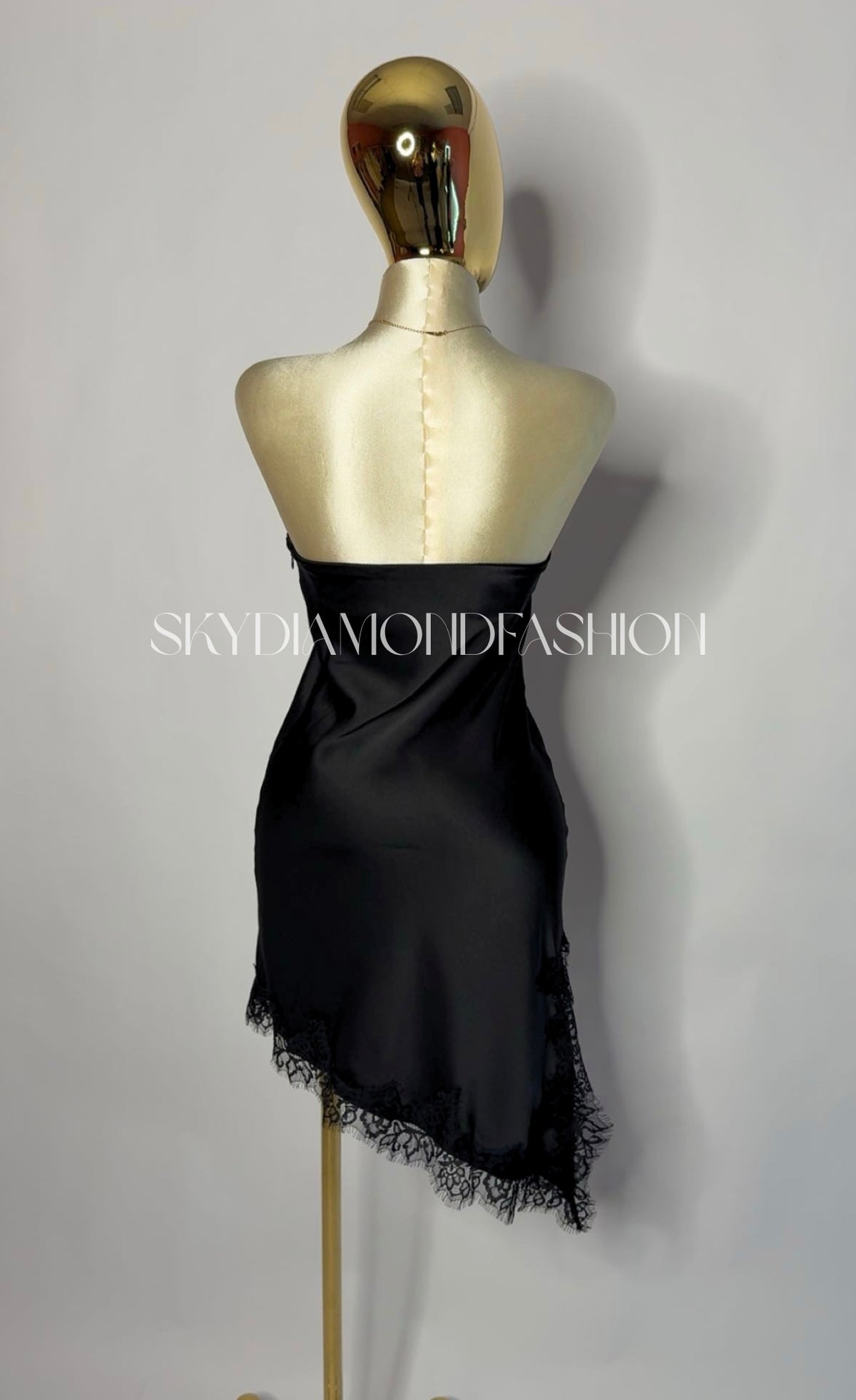 Black lace asymmetrical tube dress