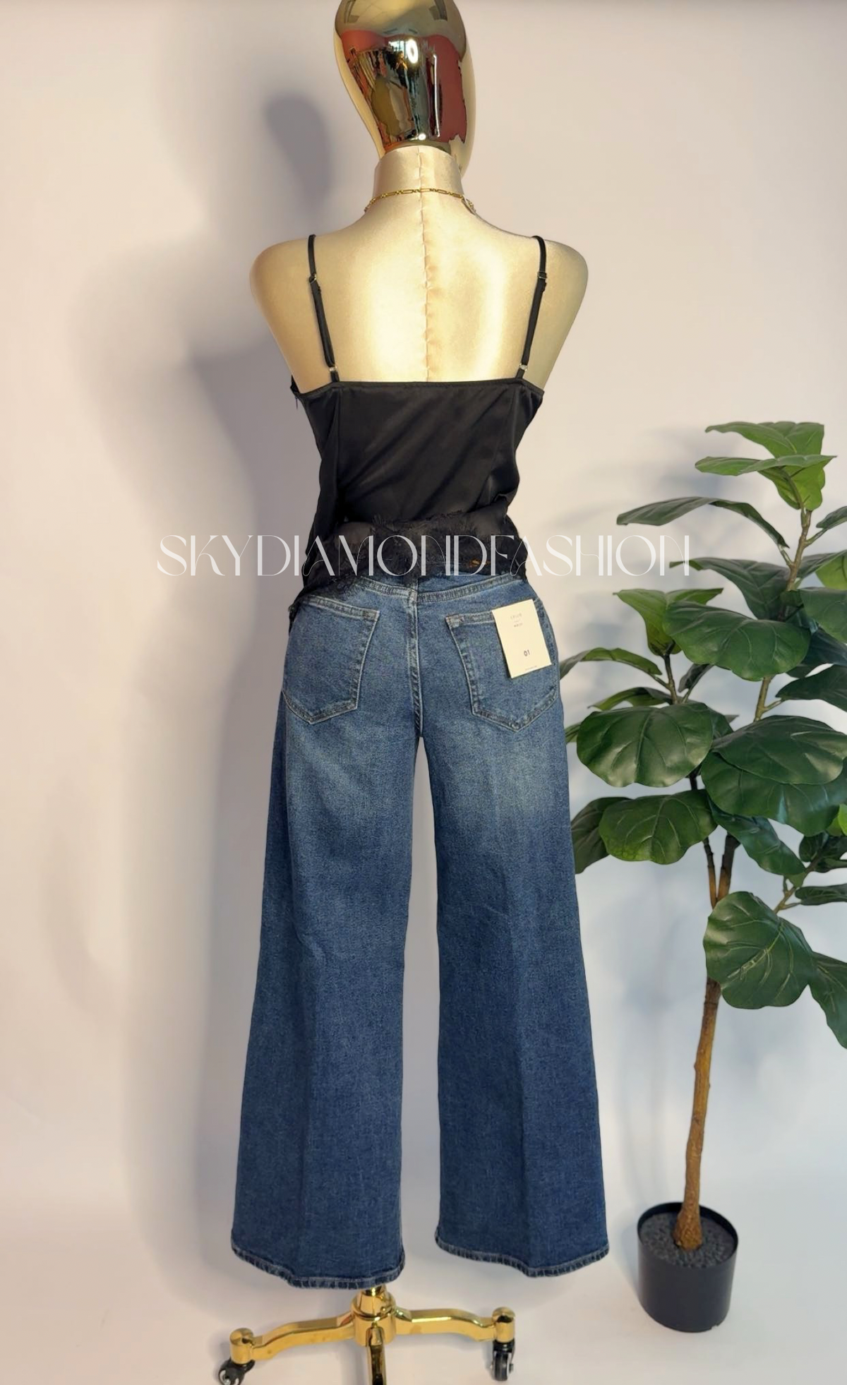 Dark denim high rise jean
