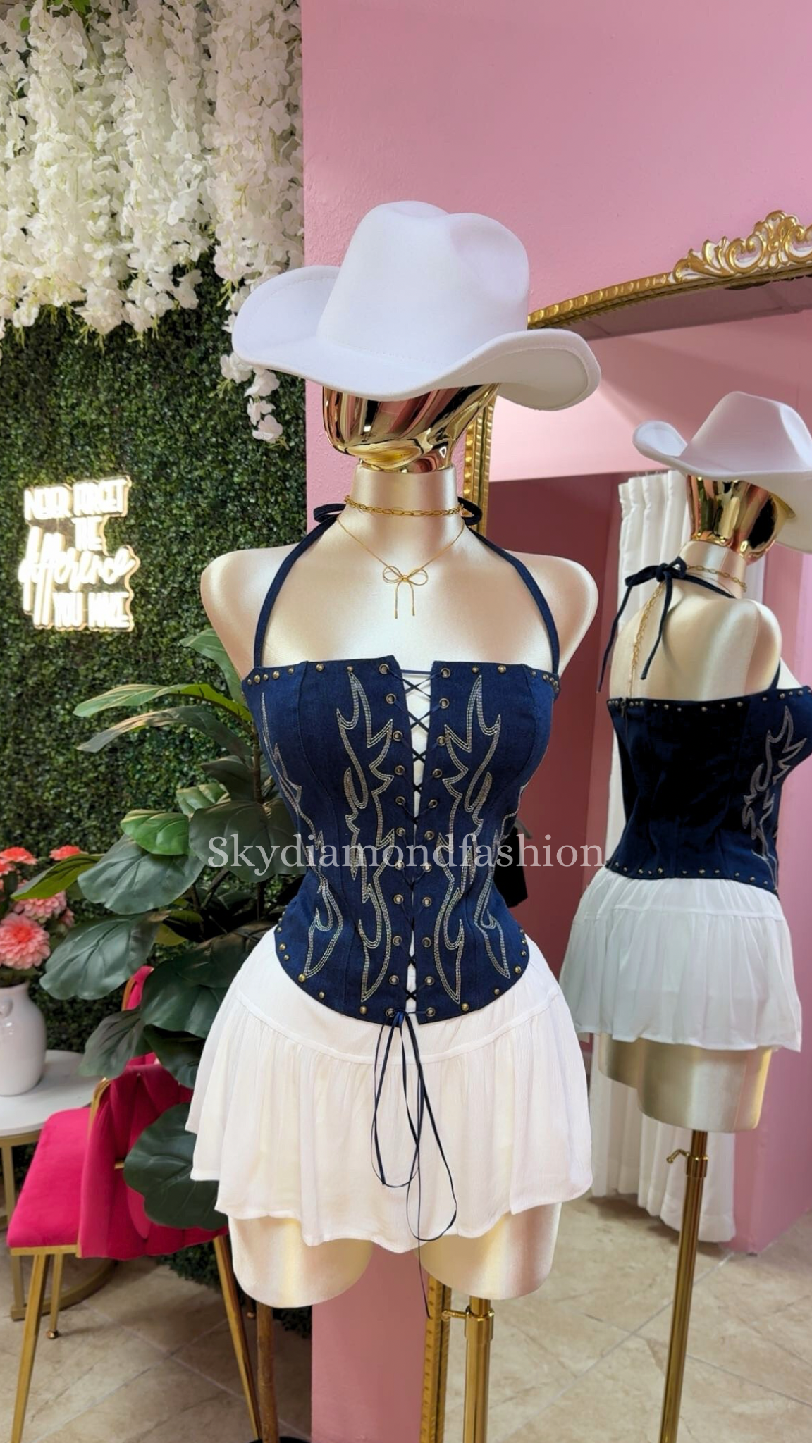 Dark blue western top